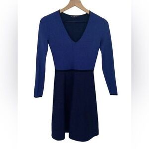 Club‎ Monaco Fit & Flare Mini Sweater Dress Knit Polka Dot Long Sleeve small